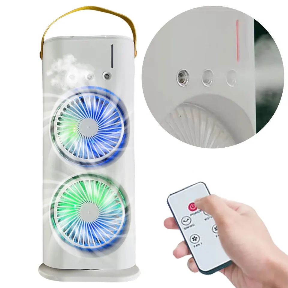 Rechargeable Remote Control Double Head Spray Cooling Fan